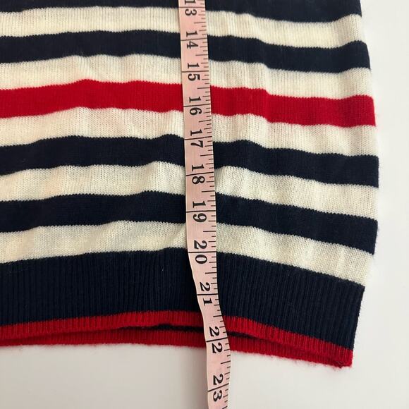 NEW Velvet Graham Spencer Blue White Striped Wool Cashmere Sweater Size Medium - Picture 7 of 10